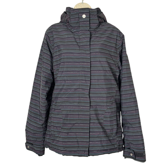 Roxy 5K Silver Snowboard/Ski Jacket Black With Multicolor Pinstripe Size XL - Picture 1 of 16